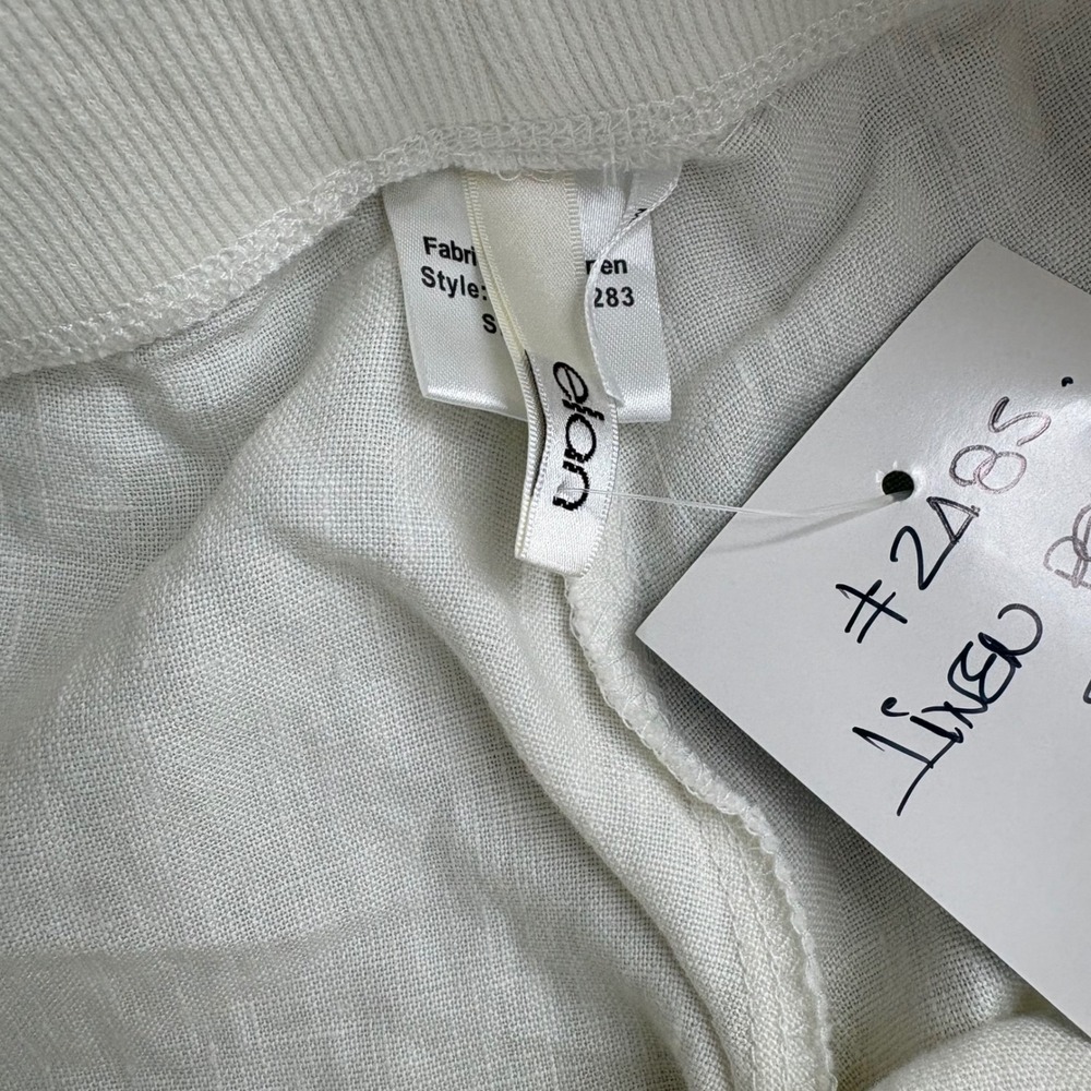 Elan White 100% Linen Wide Leg Pants Raw Fringe Hem Resort EBW-LL283 Small NWT - Picture 4 of 11